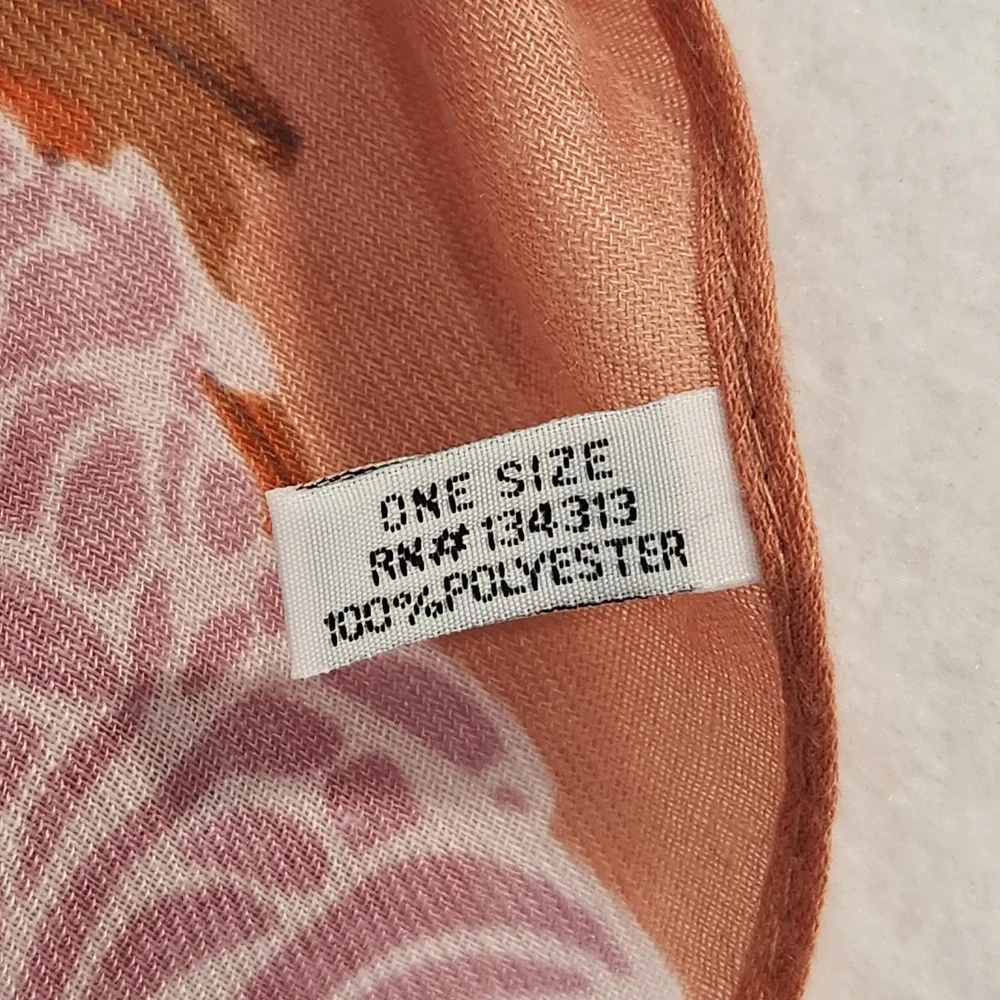 Floral‎ Kimono Wrap Terracotta Orange Purple Botanical Print Chiffon Shrug OS